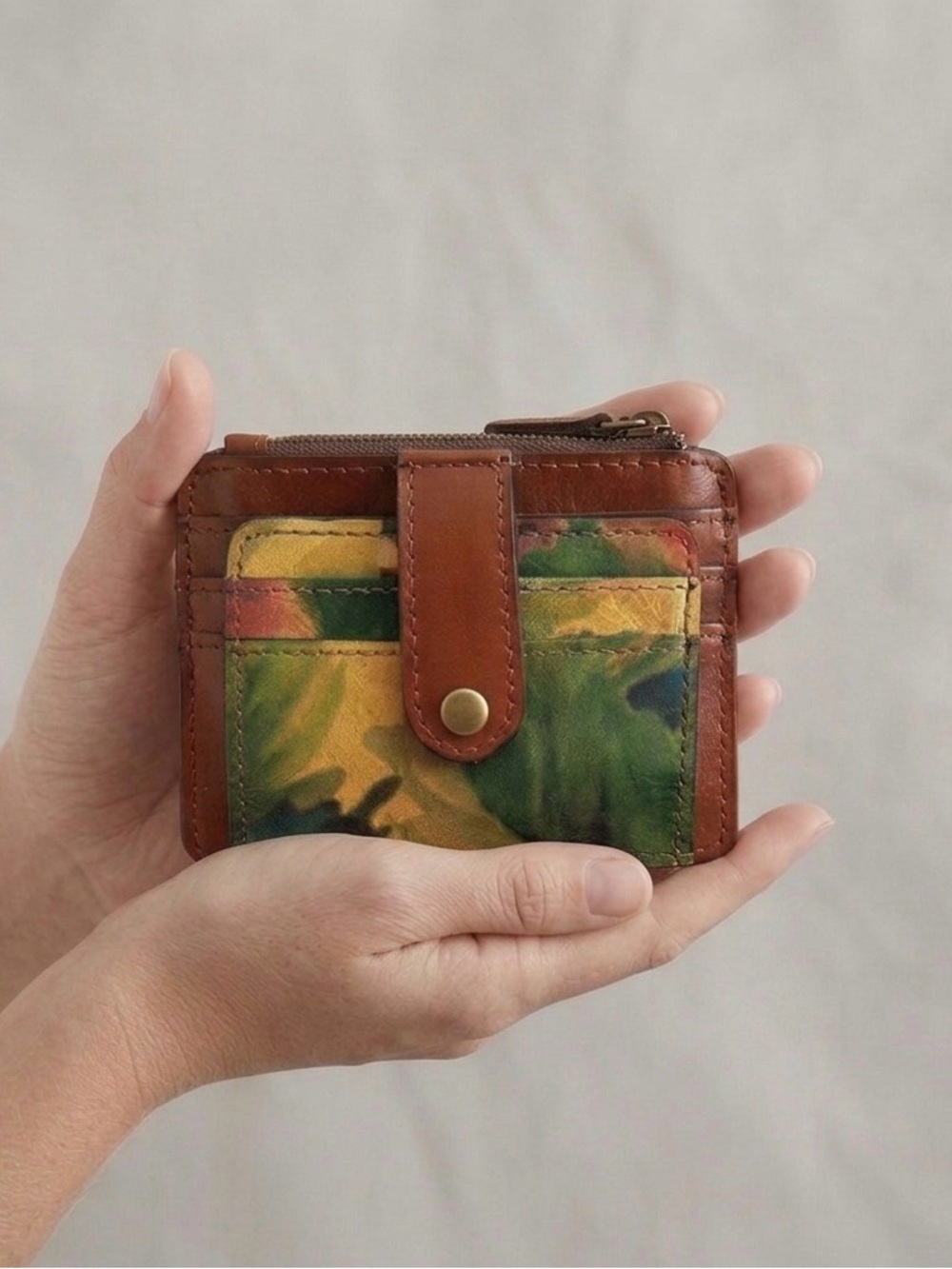 Patricia Nash Painted Floral Leather Cassis ID Case Wallet